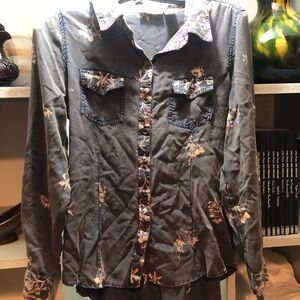 Lola Navy and Floral Rayon Shirt